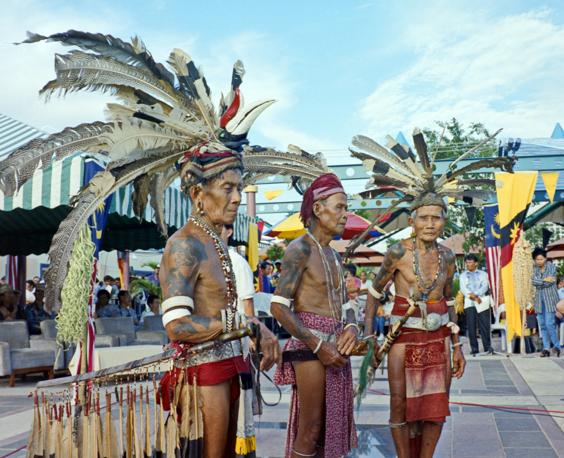 The nineties. Great Chiefs at the Gawai Dayak festival. Kuching, Sarawak Malaysia.